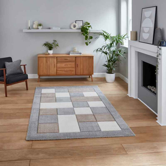 Brooklyn Modern Blocks Rugs BRK04 in Grey Beige
