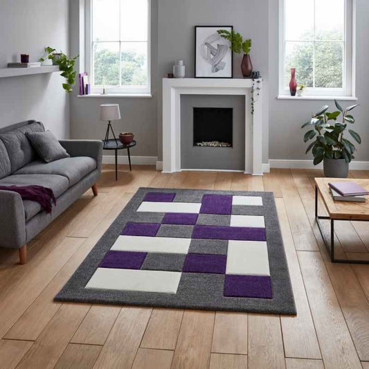 Brooklyn Modern Blocks Rugs BRK04 in Grey Purple