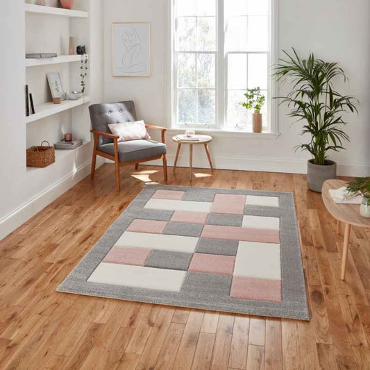 Brooklyn Modern Blocks Rugs BRK04 in Grey Rose