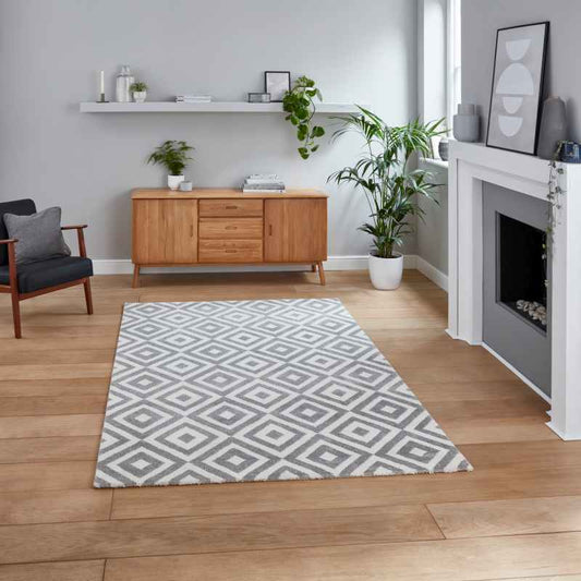 Brooklyn Modern Geometric Rugs BRK89 in Grey white