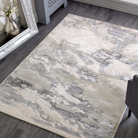 Aurora Cloud AU02 Marble Rugs in Grey Beige