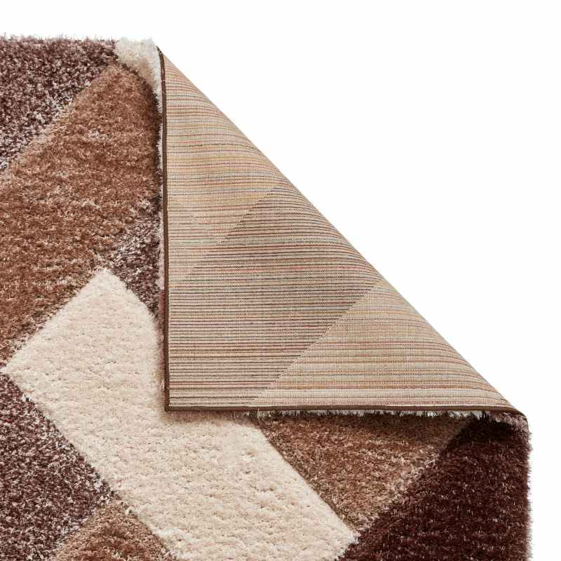 Olympia 2239 Beige Brown Geometric Shaggy Rug