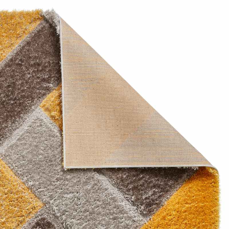 Olympia 2239 Grey Yellow Geometric Shaggy Rug