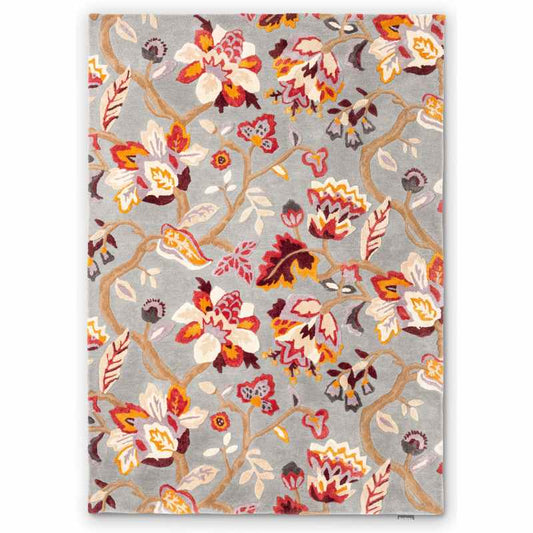 Amanpuri 145104 Leaf Wool Rugs By Sanderson in Grey Plum
