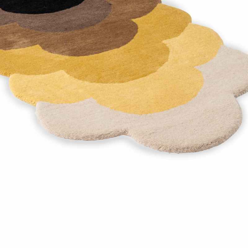 Optical Flower Wool Rugs 061206 in Dandelion By Designer Orla Kiely