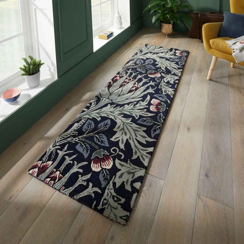Artichoke Runner Rugs 127108 in Mineral By William Morris – The Rug Seller
