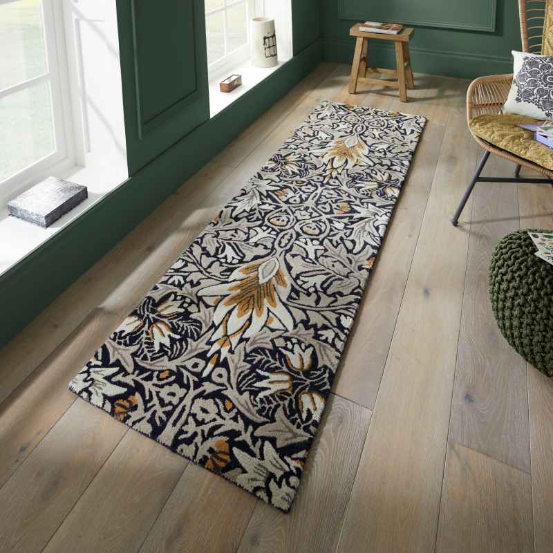 Snakeshead Runner Rugs 127208 in Indigo by William Morris