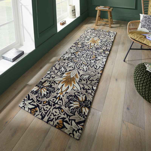 Snakeshead Runner Rugs 127208 in Indigo by William Morris