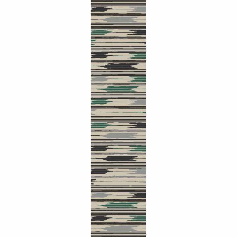 Ishi Striped Runner Rugs 146004 by Sanderson in Slate Charcoal