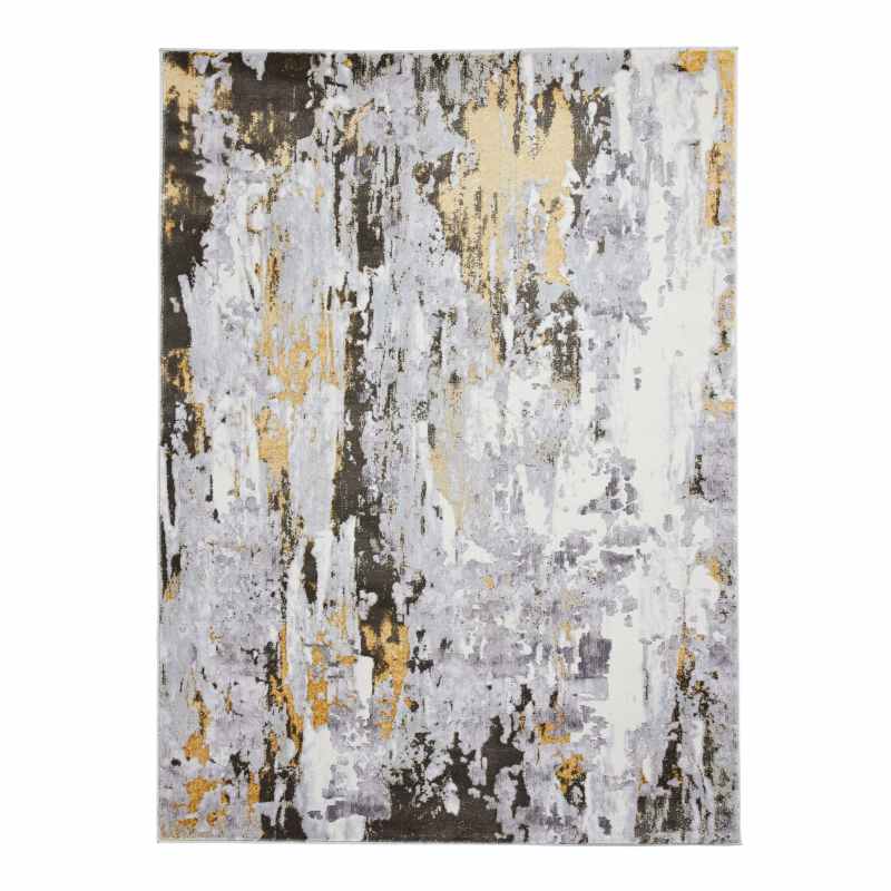 Apollo GR580 Modern Abstract Distressed Rugs in Grey Gold