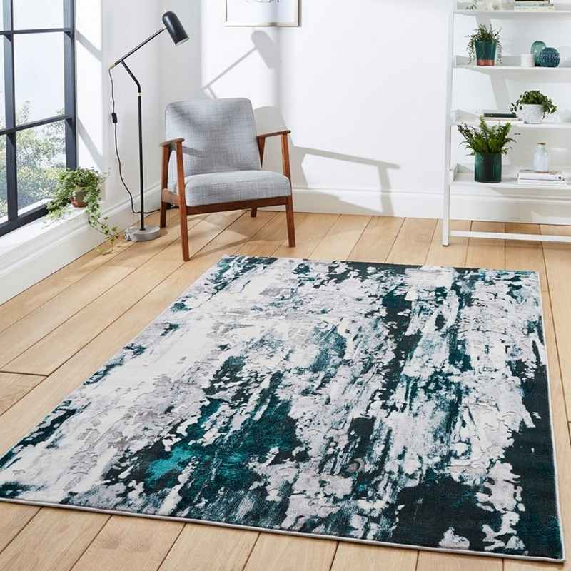 Apollo GR580 Modern Abstract Distressed Rugs in Grey Green – The Rug Seller