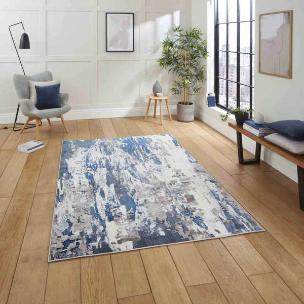 Apollo GR580 Modern Abstract Distressed Rugs in Grey Navy – The Rug Seller