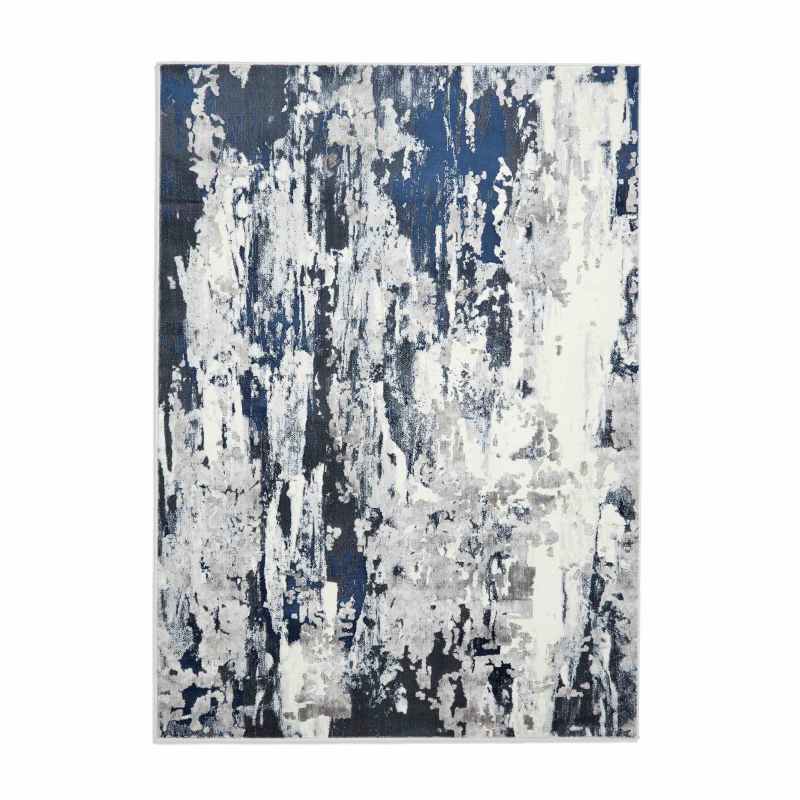 Apollo GR580 Modern Abstract Distressed Rugs in Grey Navy