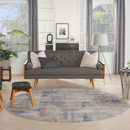 Rustic Textures RUS05 Abstract Circle Rugs in Beige Grey