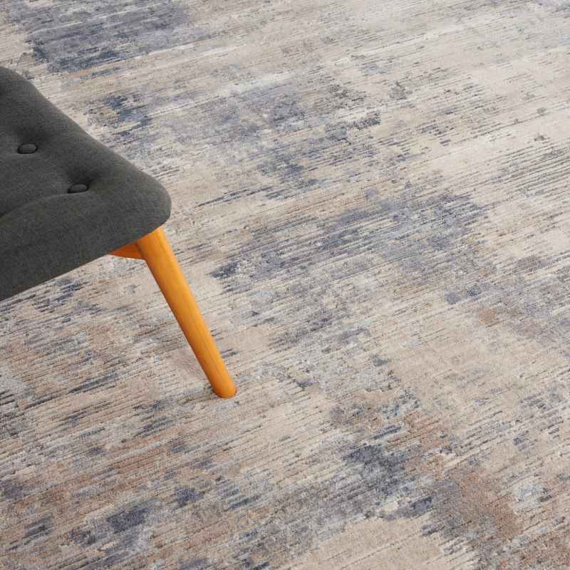 Rustic Textures RUS05 Abstract Circle Rugs in Beige Grey