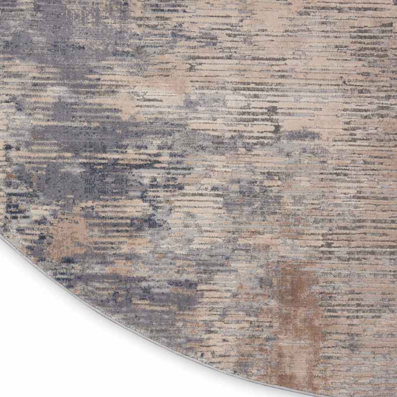 Rustic Textures RUS05 Abstract Circle Rugs in Beige Grey