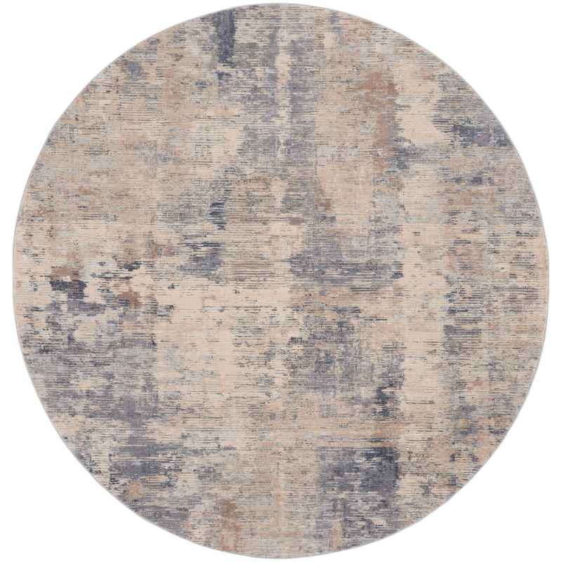 Rustic Textures RUS05 Abstract Circle Rugs in Beige Grey