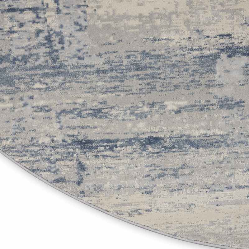 Rustic Textures RUS10 Abstract Circle Rugs in Ivory Blue