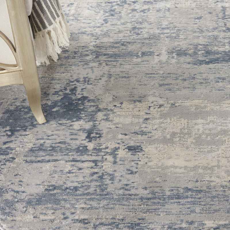 Rustic Textures RUS10 Abstract Circle Rugs in Ivory Blue