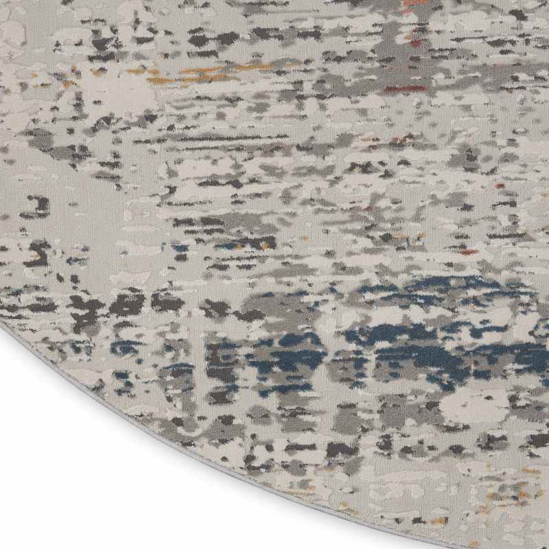 Rustic Textures RUS14 Abstract Circle Rugs in Light Grey Multi