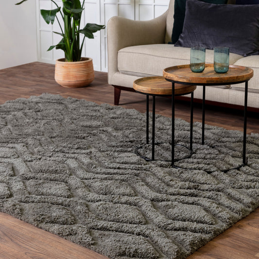 Harrison Soft Boho Shaggy Rugs in Charcoal Grey