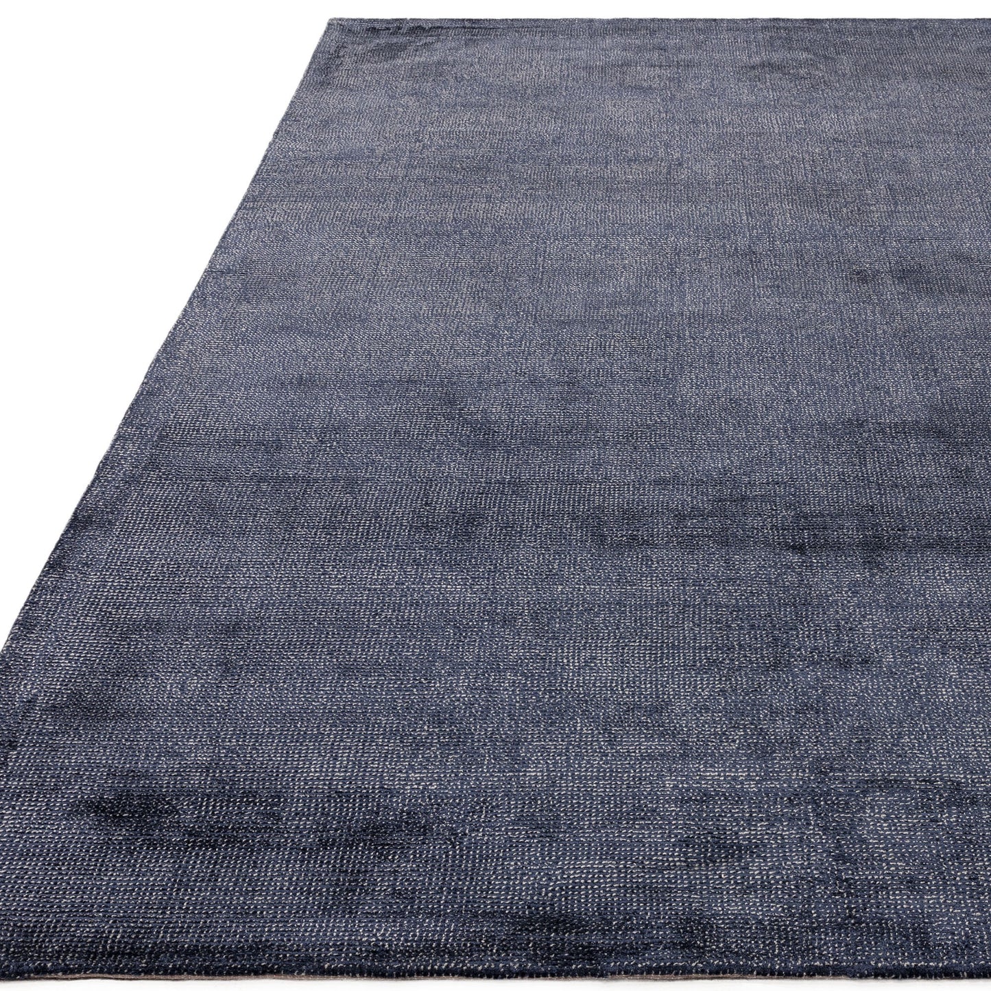 Aston Plain Viscose Rugs in Navy Blue
