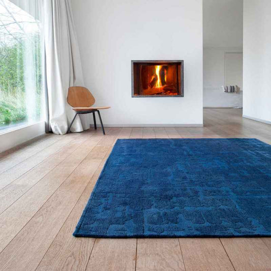 Louis De Poortere Abstract Structures Baobab Rugs 9250 in Suarez Blue
