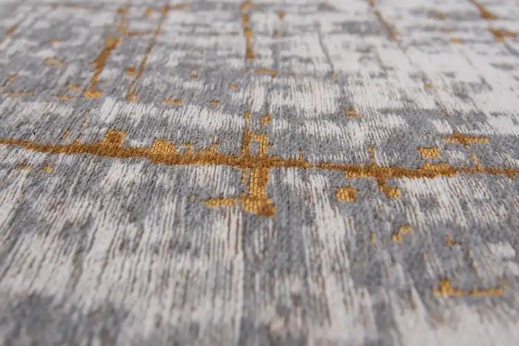 Louis de Poortere mad men columbus gold 8419 Grey Living Room Flat Weave Rug.