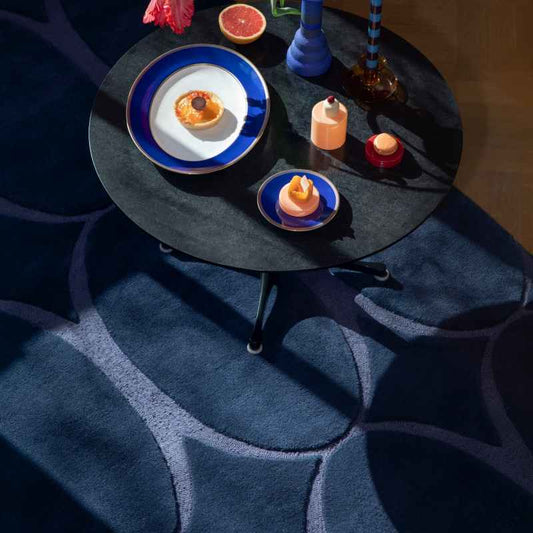 Renaissance Geometric Wool Rugs 39008 by Wedgwood in Blue