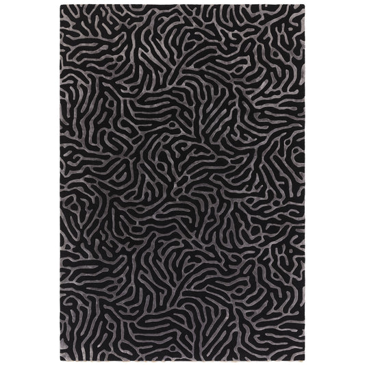 Coral Abstract Rugs by Katherine Carnaby in Gunmetal Black