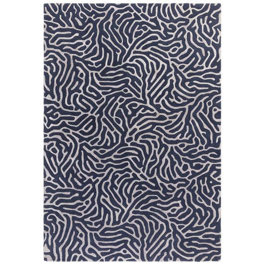 Coral Abstract Rugs by Katherine Carnaby in Navy Blue