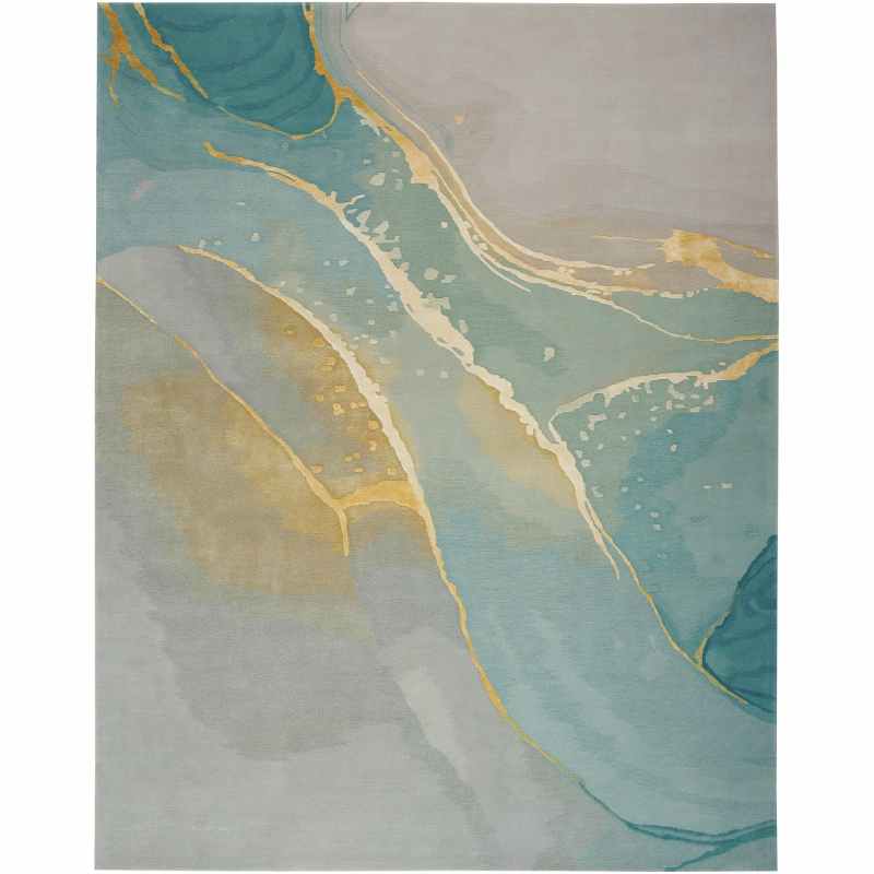 Prismatic Abstract Rugs PRS27 by Nourison in Grey Seafoam