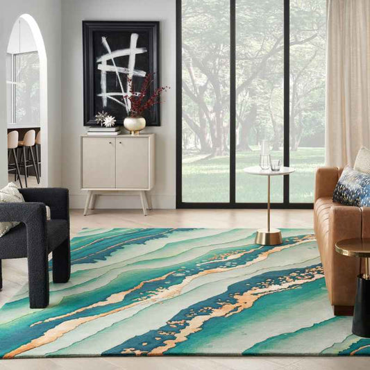Prismatic Abstract Rugs PRS30 by Nourison in Emerald Green