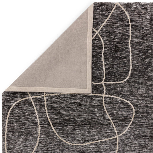 Mason Linear Modern Abstract Rugs in Black Cream