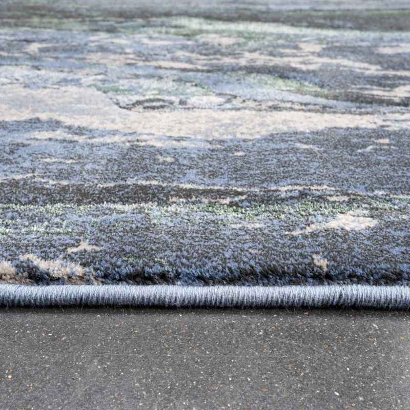 Quartz Modern Abstract Textured Rugs 83002 4272 in Navy Blue