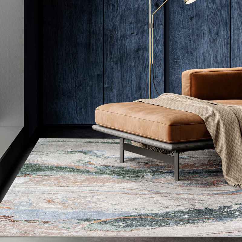Quartz Modern Abstract Textured Rugs 83002 9262 in Grey Blue