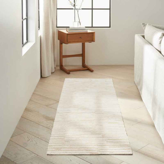 Calvin Klein Linear CK010 LNR01 Runner Rugs in Ivory White