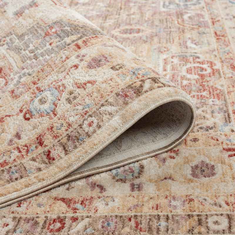 Alia 842GC Traditional Medallion Rugs in Beige Rose Pink