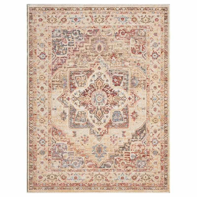 Alia 842GC Traditional Medallion Rugs in Beige Rose Pink