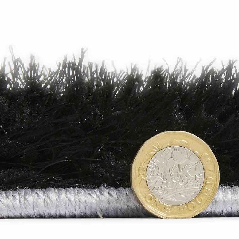 Olympia GR224 Modern Geometric Shaggy Rugs in Black White