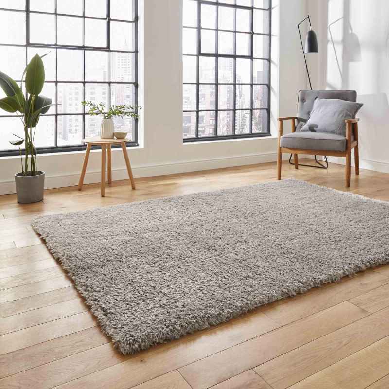 Solace 0961 Modern Plain Shaggy Rugs in Grey