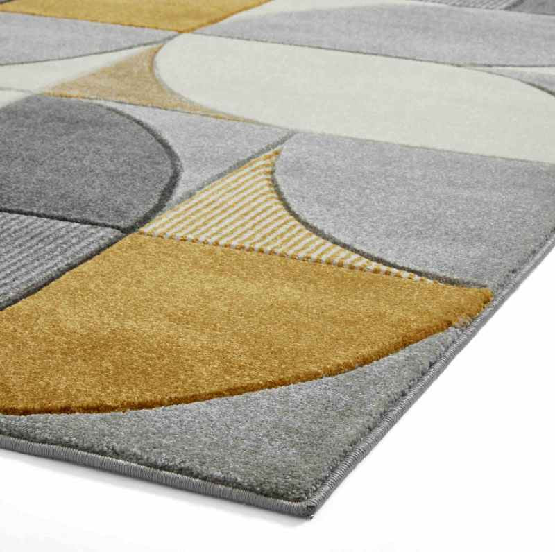 Matrix MT63 Modern Geometric Rugs in Grey Yellow