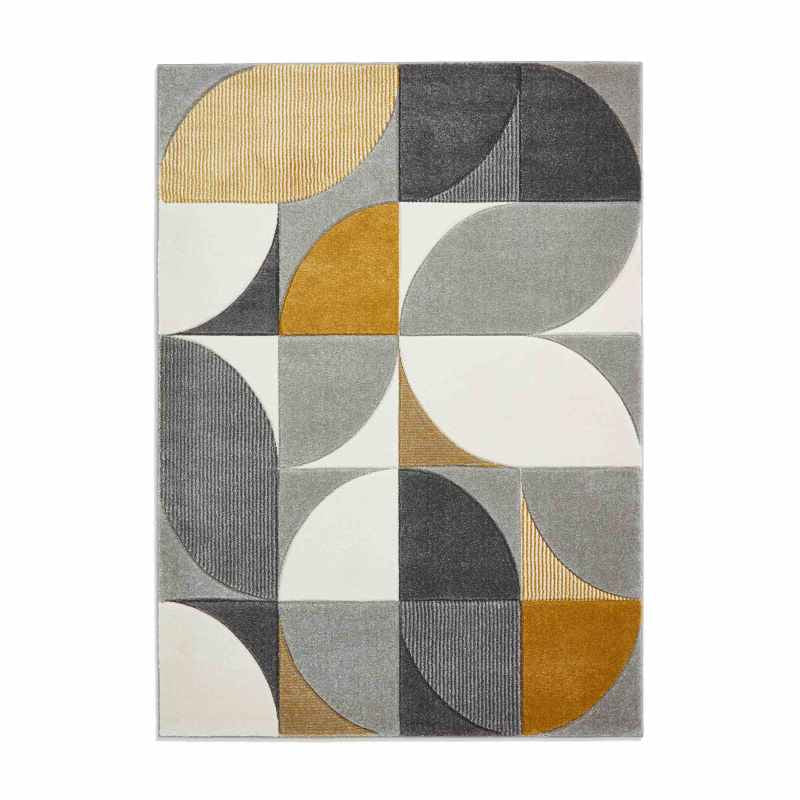Matrix MT63 Modern Geometric Rugs in Grey Yellow