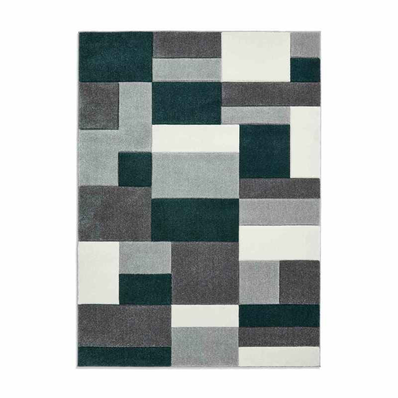Matrix MT61 Modern Geometric Rugs in Grey Green
