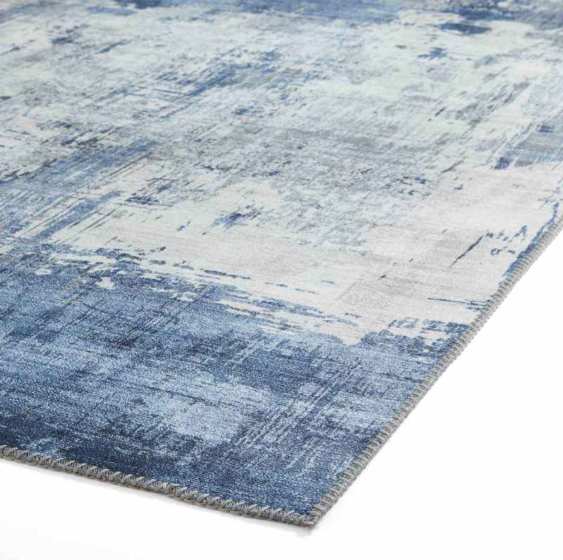 Rio G5536 Modern Distressed Abstract Rug in Grey Blue