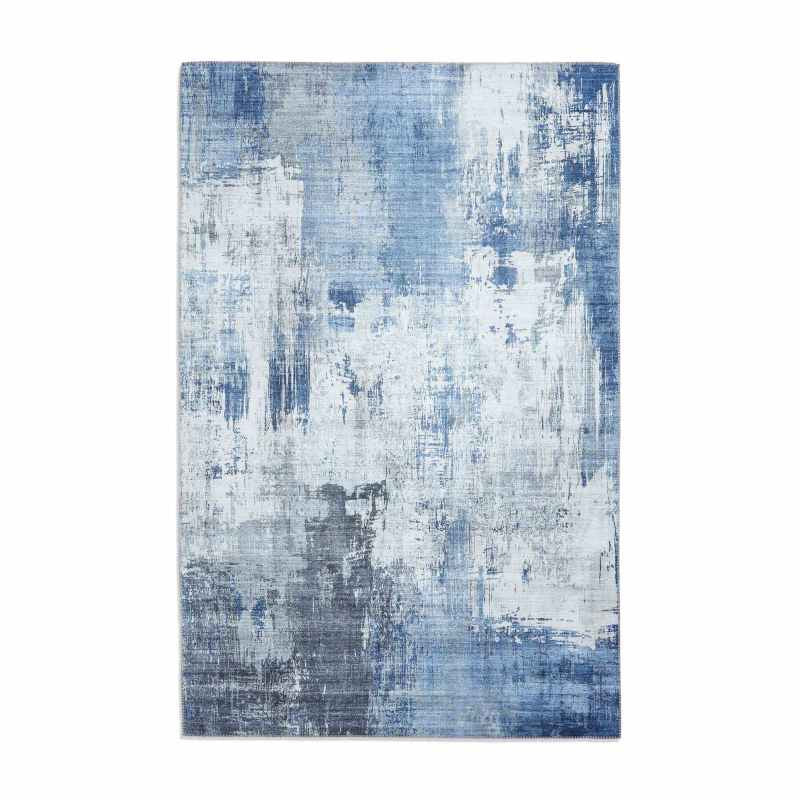 Rio G5536 Modern Distressed Abstract Rug in Grey Blue