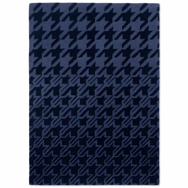 Houndstooth 162808 Wool Rugs by Ted Baker in Dark Blue