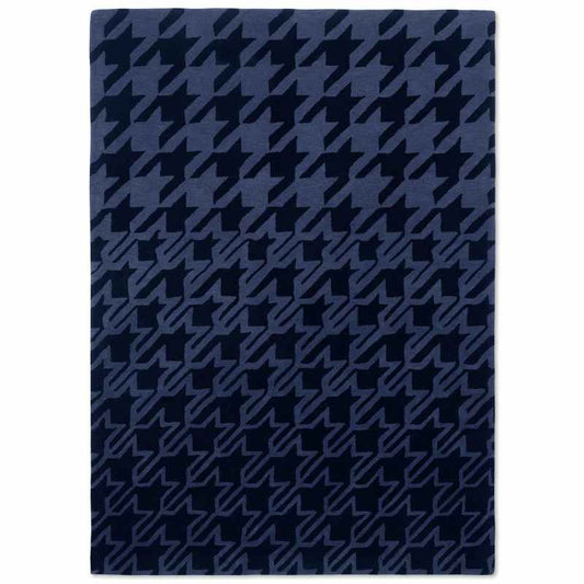 Houndstooth 162808 Wool Rugs by Ted Baker in Dark Blue