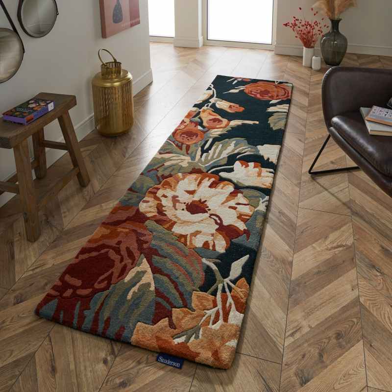 Stapleton Park Floral Wool Runner Rugs 45318 by Sanderson