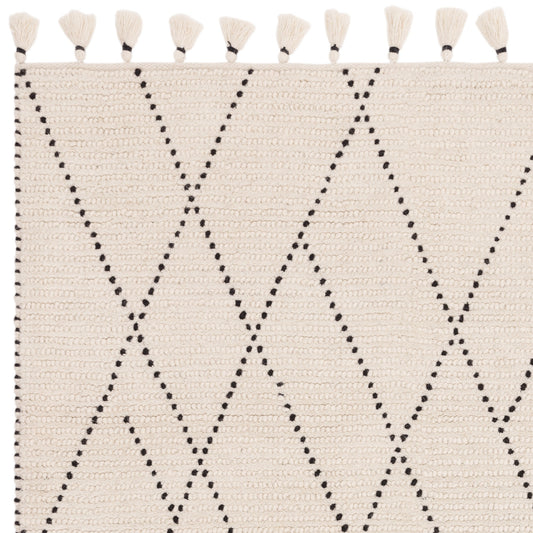 Nepal Boho Linear Berber Wool Rugs in Cream Black